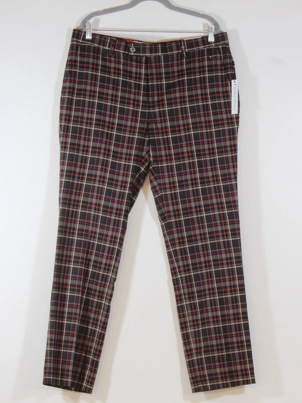 Paisley & Gray Men's Plaid Multicolor Slim Fit Dress Pants NWT